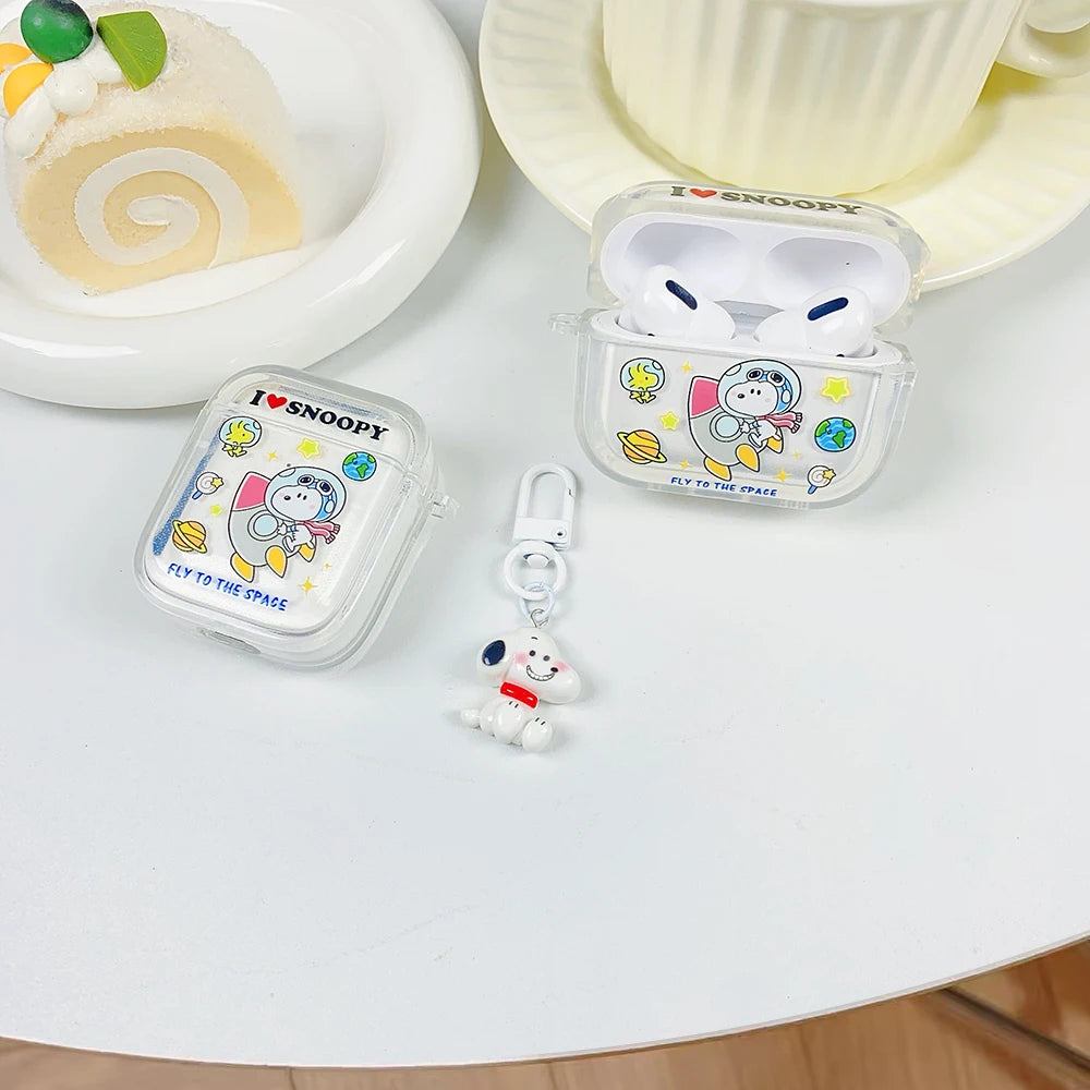 Beloved Puppy Snoopsy ins Funny Scribble Earphone Case For Airpods 1 2 3 4 Pro 3 2 1 With Pendant Soft Transparent Headset Cover