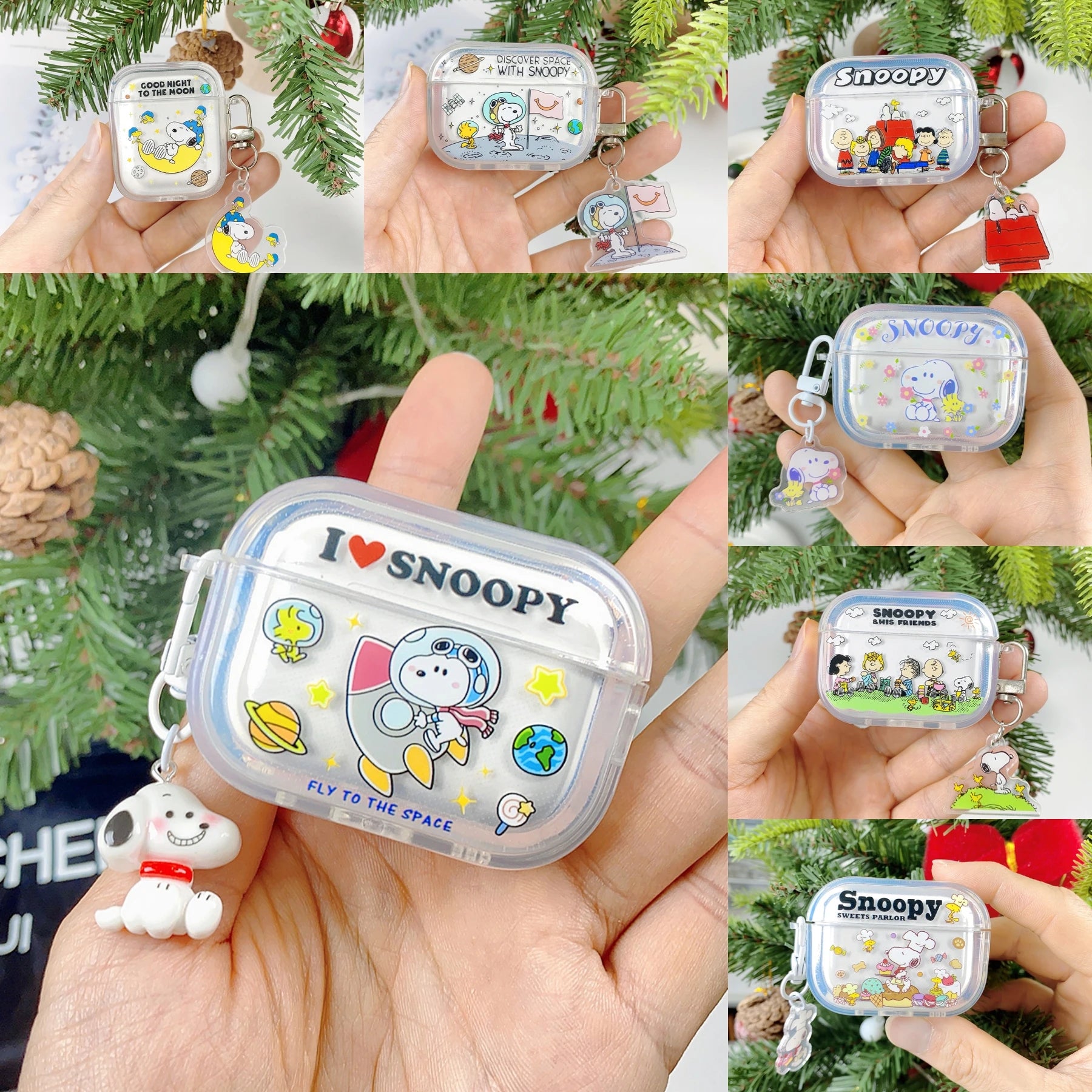 Beloved Puppy Snoopsy ins Funny Scribble Earphone Case For Airpods 1 2 3 4 Pro 3 2 1 With Pendant Soft Transparent Headset Cover