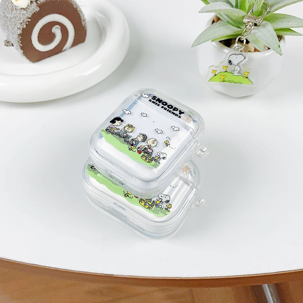 Beloved Puppy Snoopsy ins Funny Scribble Earphone Case For Airpods 1 2 3 4 Pro 3 2 1 With Pendant Soft Transparent Headset Cover