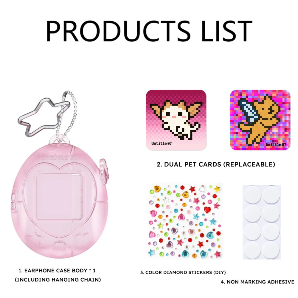 Cute For Tamagotchi Style Airpods 4/Pro 2/1 Earphone Case Transparent Soft Silicone Earphone Case With Cartoon Lanyard Sticker