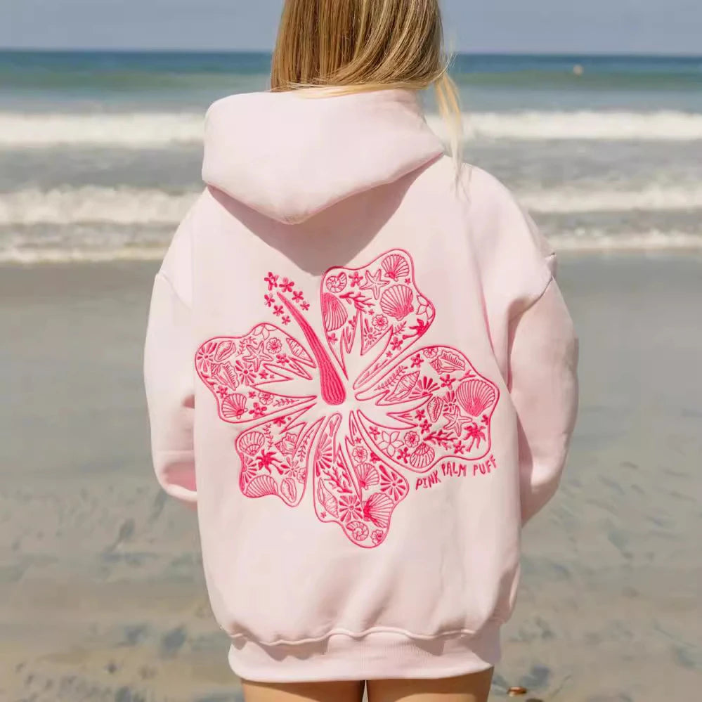Embroidery Hoodie For Woman 2026 Spring Hooded Long Sleeve Pullover Autumn Girl Home Outdoor Comfort Casual Sweatshirt
