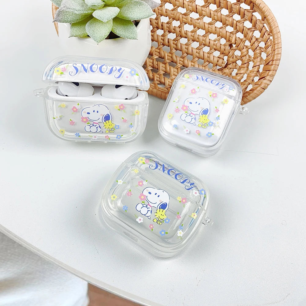 Beloved Puppy Snoopsy ins Funny Scribble Earphone Case For Airpods 1 2 3 4 Pro 3 2 1 With Pendant Soft Transparent Headset Cover