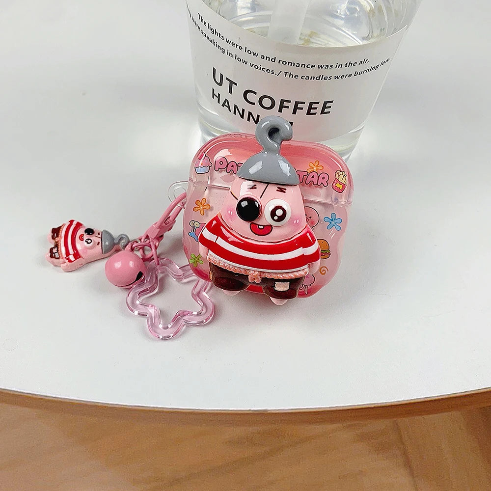 Cute 3D Cartoon Earphone Case For AirPods Pro2/Pro3/4/3/2 Shockproof Anti-drop Protective Case Lovely Gift For SpongeBob Girls