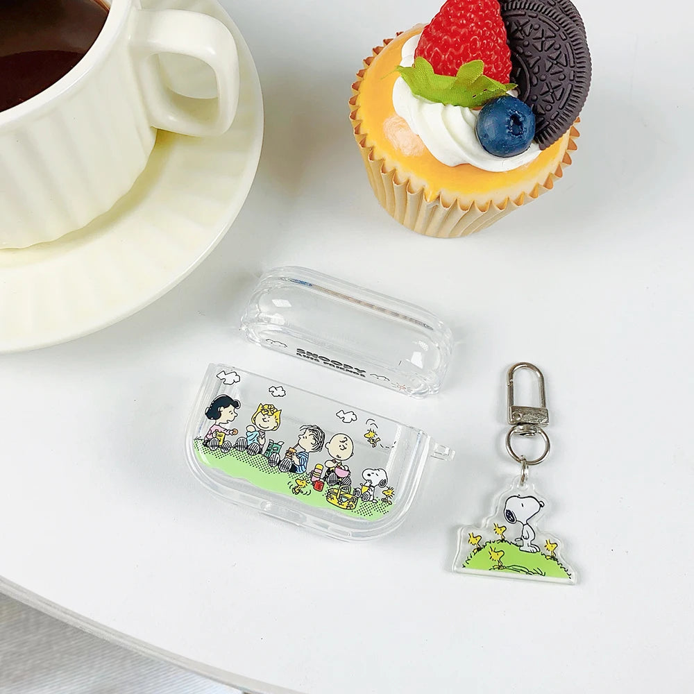 Beloved Puppy Snoopsy ins Funny Scribble Earphone Case For Airpods 1 2 3 4 Pro 3 2 1 With Pendant Soft Transparent Headset Cover
